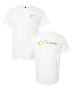 Open image in slideshow, T-shirt-White With Gold Cannons Logo
